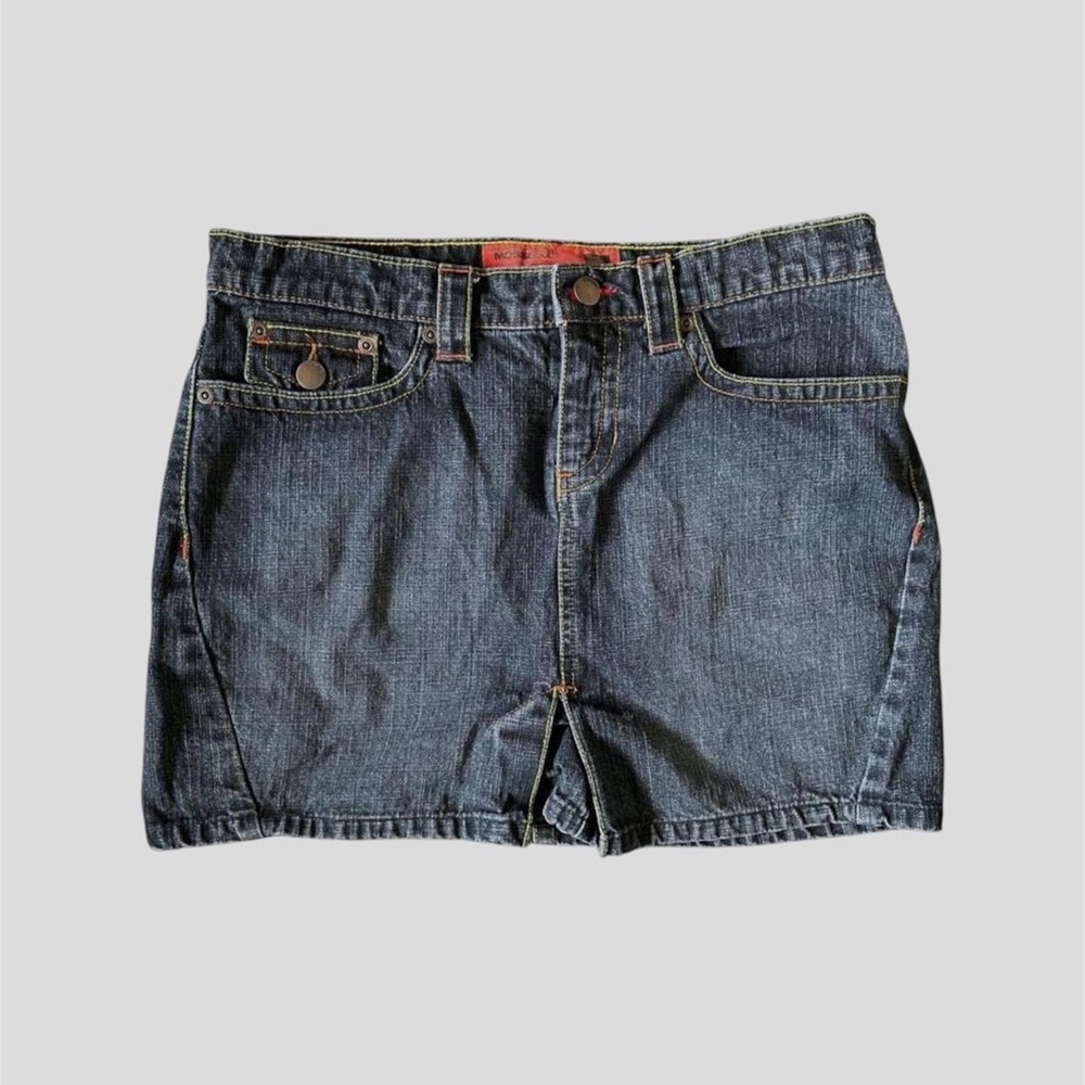 Y2K Denim Mini Skirt w/ Contrast Stitching Size 7